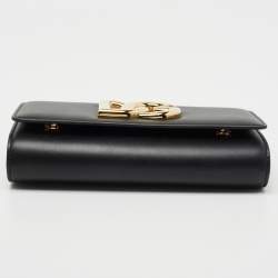 Pre Owned Dolce & Gabbana Black Leather Logo Shoulder Bag