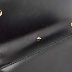 Pre Owned Dolce & Gabbana Black Leather Logo Shoulder Bag
