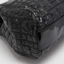 Pre Owned Dolce & Gabbana Black Nylon and Patent Leather Miss Lexington Large Tote