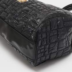 Pre Owned Dolce & Gabbana Black Nylon and Patent Leather Miss Lexington Large Tote