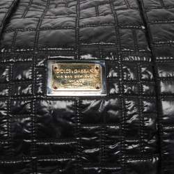 Pre Owned Dolce & Gabbana Black Nylon and Patent Leather Miss Lexington Large Tote