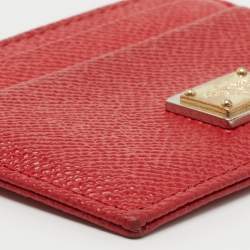 Pre Owned Dolce & Gabbana Red Leather Card Holder