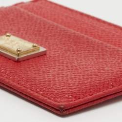 Pre Owned Dolce & Gabbana Red Leather Card Holder