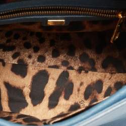 Pre Owned Dolce & Gabbana Blue Leather Padlock Top Handle Bag