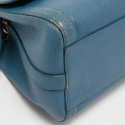 Pre Owned Dolce & Gabbana Blue Leather Padlock Top Handle Bag