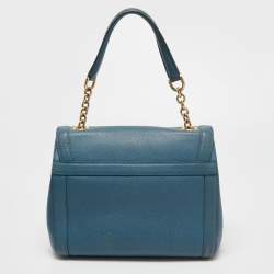 Pre Owned Dolce & Gabbana Blue Leather Padlock Top Handle Bag