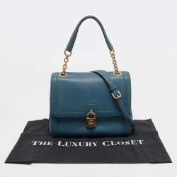 Pre Owned Dolce & Gabbana Blue Leather Padlock Top Handle Bag