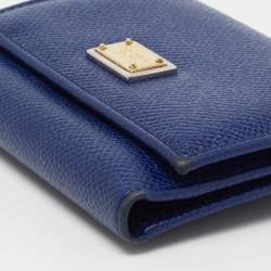 Pre Owned Dolce & Gabbana Blue Leather Trifold Wallet