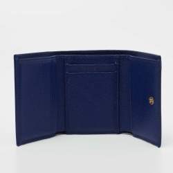 Pre Owned Dolce & Gabbana Blue Leather Trifold Wallet