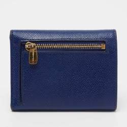 Pre Owned Dolce & Gabbana Blue Leather Trifold Wallet