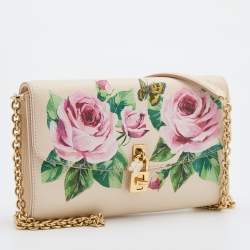 Dolce & Gabbana Multicolor Rose Print Leather Miss Dolce Chain Shoulder Bag