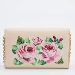 Dolce & Gabbana Multicolor Rose Print Leather Miss Dolce Chain Shoulder Bag