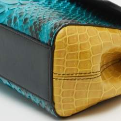 مملوكة مسبقًا Dolce & Gabbana Multicolor Python and Crocodile Small Miss Sicily Top Handle Bag