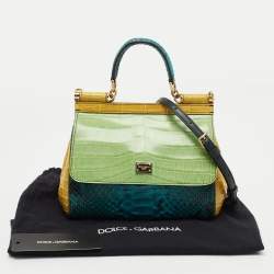 مملوكة مسبقًا Dolce & Gabbana Multicolor Python and Crocodile Small Miss Sicily Top Handle Bag