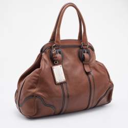 Pre Owned Dolce & Gabbana Brown/Black Leather Miss Romantique Satchel