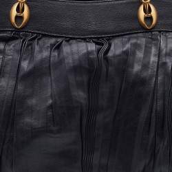 Pre Owned Dolce & Gabbana Black Pleated Leather Satchel