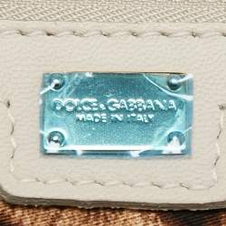 Pre Owned Dolce & Gabbana White/Beige Lace Miss Sicily Top Handle Bag
