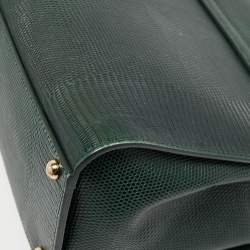 Pre Owned Dolce & Gabbana Green Iguana Embossed Leather Medium Miss Monica Top Handle Bag