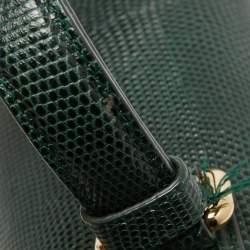 Pre Owned Dolce & Gabbana Green Iguana Embossed Leather Medium Miss Monica Top Handle Bag