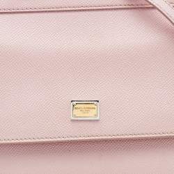 Pre Owned Dolce & Gabbana Pink Leather Small Miss Sicily Top Handle Bag