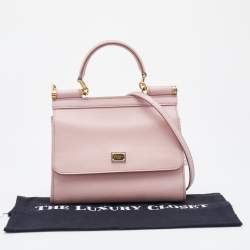 Pre Owned Dolce & Gabbana Pink Leather Small Miss Sicily Top Handle Bag