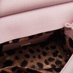 Pre Owned Dolce & Gabbana Pink Leather Small Miss Sicily Top Handle Bag