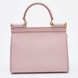 Pre Owned Dolce & Gabbana Pink Leather Small Miss Sicily Top Handle Bag