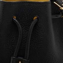 Pre Owned Dolce & Gabbana Black Leather Small Claudia Drawstring Bucket Bag