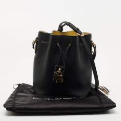 Pre Owned Dolce & Gabbana Black Leather Small Claudia Drawstring Bucket Bag