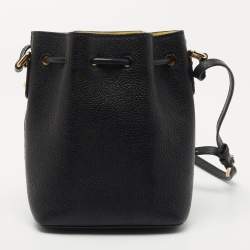 Pre Owned Dolce & Gabbana Black Leather Small Claudia Drawstring Bucket Bag