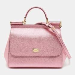 DOLCE & GABBANA Dauphine Small Tricolor Miss Sicily Satchel Pink