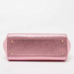 Pre Owned Dolce & Gabbana Metallic Pink Leather Medium Miss Sicily Top Handle Bag