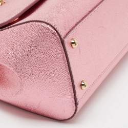Pre Owned Dolce & Gabbana Metallic Pink Leather Medium Miss Sicily Top Handle Bag