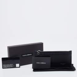 Pre Owned Dolce & Gabbana Black Leather Zipped Card Holder