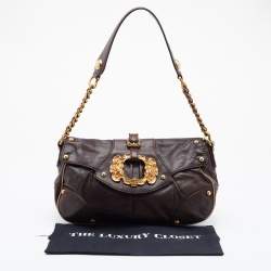 Pre Owned Dolce & Gabbana Dark Brown Leather Vintage Shoulder Bag