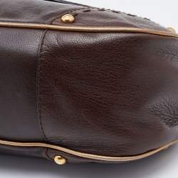 Pre Owned Dolce & Gabbana Dark Brown Leather Vintage Shoulder Bag