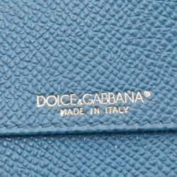 Pre Owned Dolce & Gabbana Blue Leather Dauphine Flap Continental Wallet