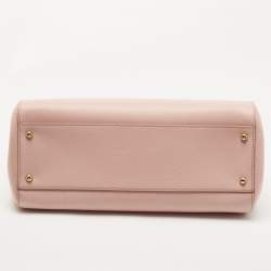 Pre Owned Dolce & Gabbana Pink Leather Large Miss Sicily Top Handle Bag