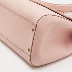 Pre Owned Dolce & Gabbana Pink Leather Large Miss Sicily Top Handle Bag