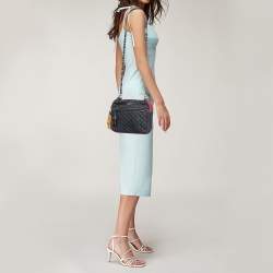 Pre Owned Dolce & Gabbana Multicolor Denim and Leather Lilly Glam Shoulder Bag