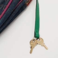 Pre Owned Dolce & Gabbana Multicolor Denim and Leather Lilly Glam Shoulder Bag