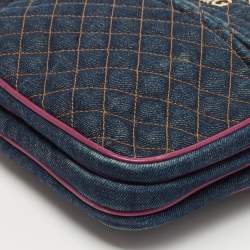 Pre Owned Dolce & Gabbana Multicolor Denim and Leather Lilly Glam Shoulder Bag