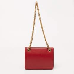 Pre Owned Dolce & Gabbana Red Leather Medium Devotion Shoulder Bag