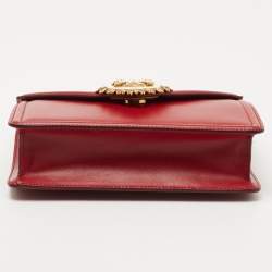 Pre Owned Dolce & Gabbana Red Leather Medium Devotion Shoulder Bag
