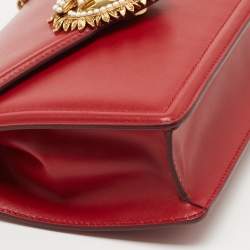 Pre Owned Dolce & Gabbana Red Leather Medium Devotion Shoulder Bag