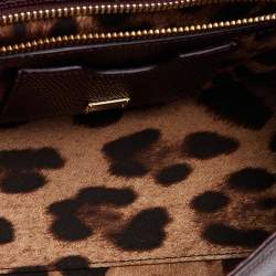 Pre Owned Dolce & Gabbana Burgundy Lizard Embossed Leather Medium Miss Sicily Top Handle Bag