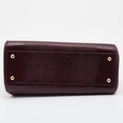 Pre Owned Dolce & Gabbana Burgundy Lizard Embossed Leather Medium Miss Sicily Top Handle Bag