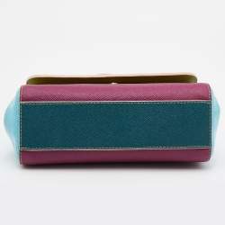 Pre Owned Dolce & Gabbana Multicolor Lizard Embossed Leather Small Miss Sicily Top Handle Bag