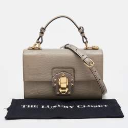 Pre Owned Dolce & Gabbana Grey Lizard Embossed Leather Lucia Top Handle Bag