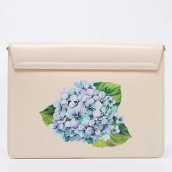 Pre Owned Dolce & Gabbana Beige Floral Print Leather Lucia Shoulder Bag